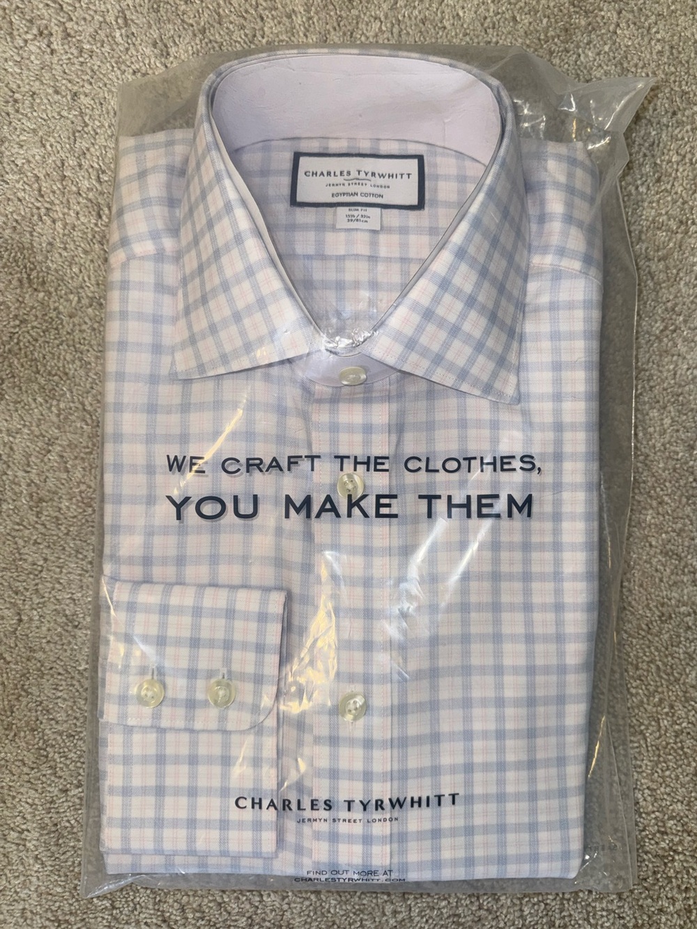 Charles Tyrwhitt Egyptian Cotton Slim Fit Dress Shirt 15.5 32 NWT